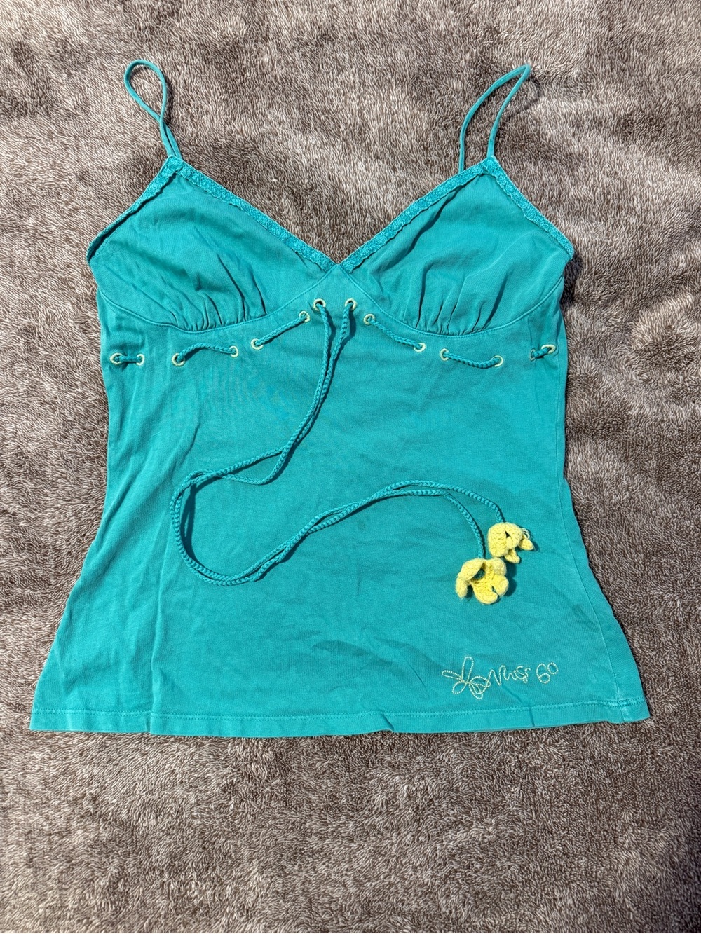 Miss Sixty Teal Lace-Trim Spaghetti Strap Tank